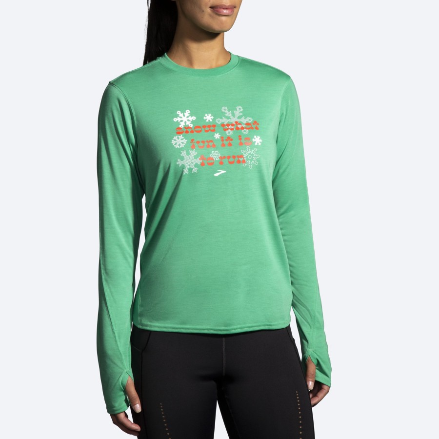 Women Brooks Running Tops | Run Merry Distance Graphic Long Sleeve